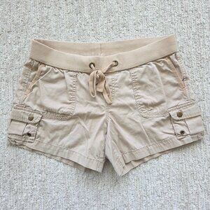 Old Navy Low Rise Cargo Shorts Women’s Small Khaki Beige Y2K Utility Drawstring